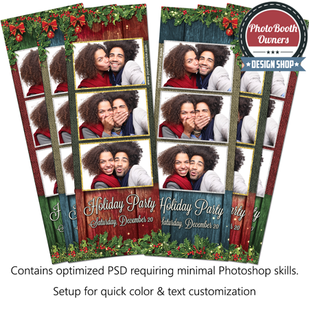 Rustic Holly Holiday Party 3-up Strips