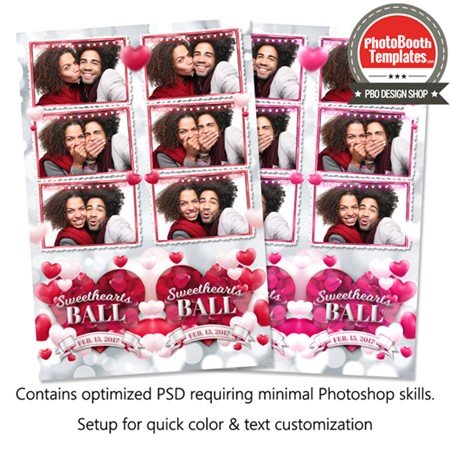 Rosy Romantic Hearts 3-up Strips