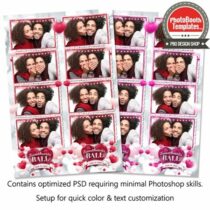 Rosy Romantic Hearts 4-up Strips