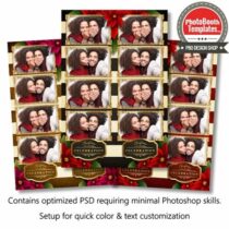 Striped Holiday Poinsettia  4-up Strips