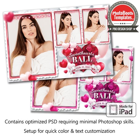 Rosy Romantic Hearts Postcard (iPad)