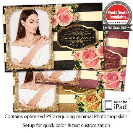 Striped Floral Glam Postcard (iPad)