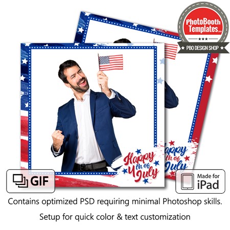 Old Glory Square (iPad) Photo Booth Template