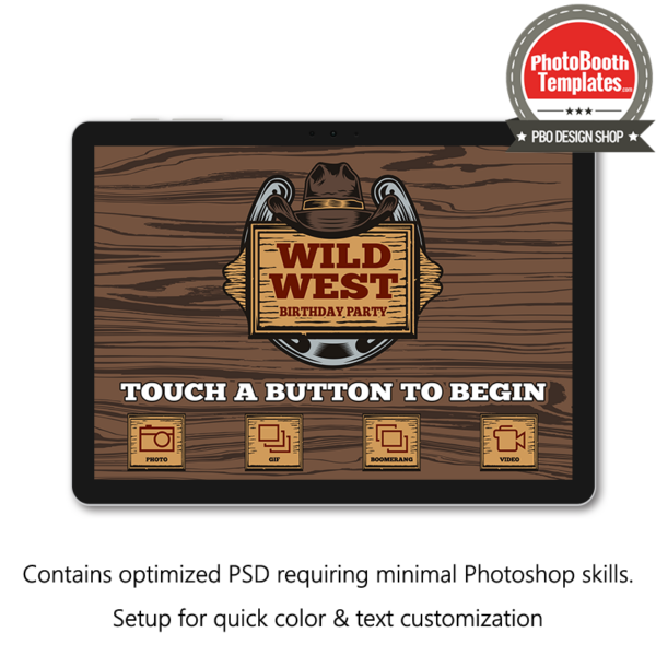 Wild western photo booth welcome screen surface pro