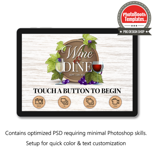 wine celebration photo booth welcome screen surface pro