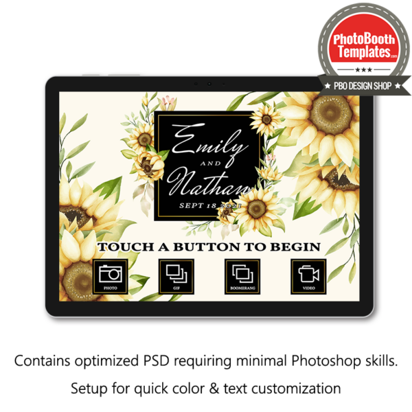 splendid sunflowers photo booth welcome screen surface pro