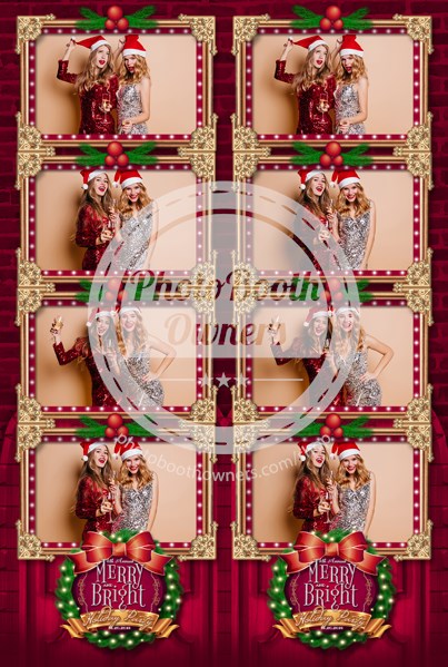 Festive Christmas Wreath 4-up Strips