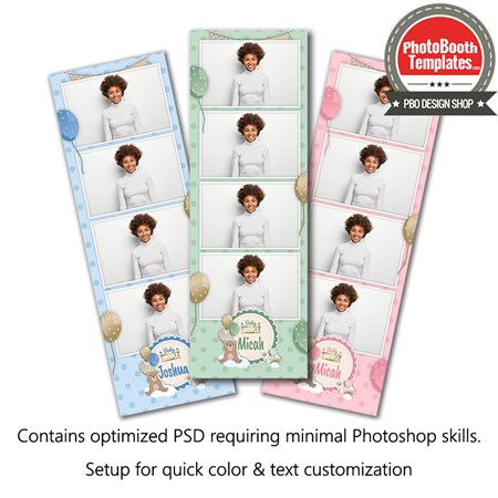 Teddy Bear Baby Shower 4-up Strips