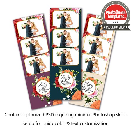 Vibrant Floral Wedding 3-up Strips