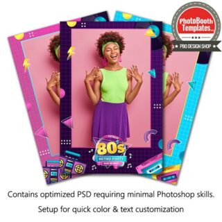 80s Retro Party Portrait Photo Booth Template
