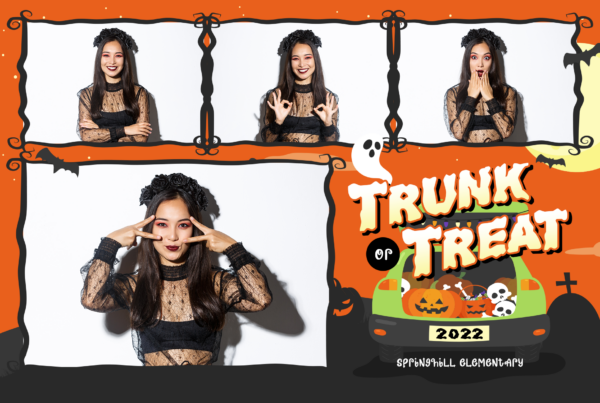 Halloween Trunk or Treat 4-pose Postcard