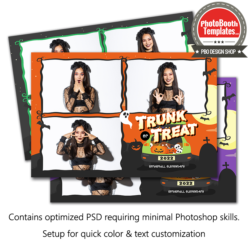 Halloween Trunk or Treat 3-pose Postcard
