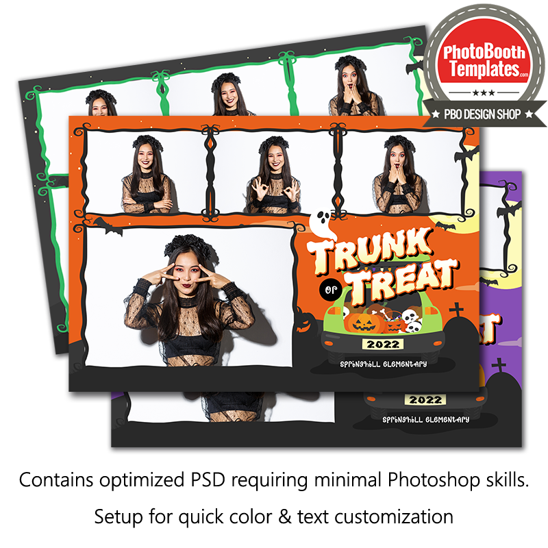 Halloween Trunk or Treat 4-pose Postcard