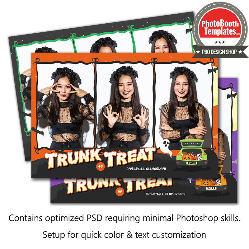 Halloween Trunk or Treat 3-pose Postcard