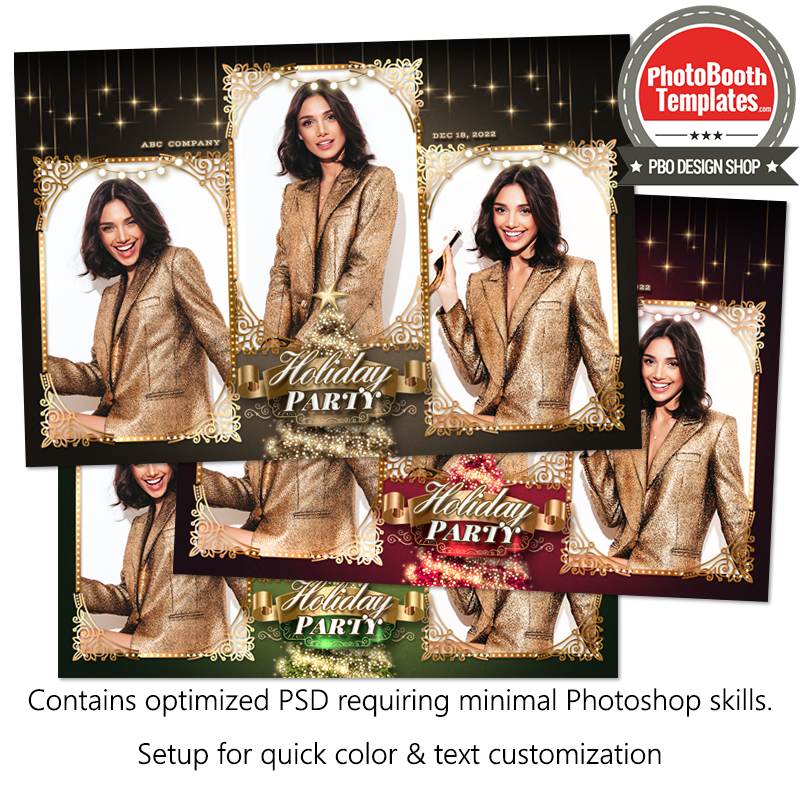 Christmas Tree Sparkle 3-pose Postcard