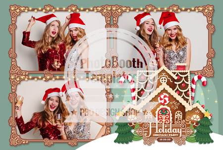 Christmas Gingerbread House 3-pose Postcard