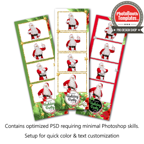 Holiday Holly 4-up Strips