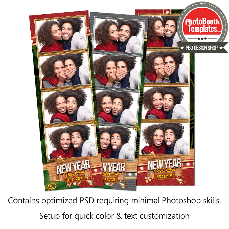 Tropical New Year 4-up Strips