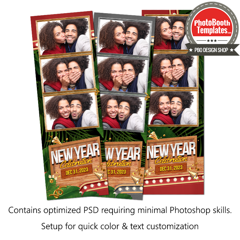 Tropical New Year 3-up Strips