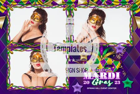 Festive Mardi Gras Celebration 3-pose Postcard