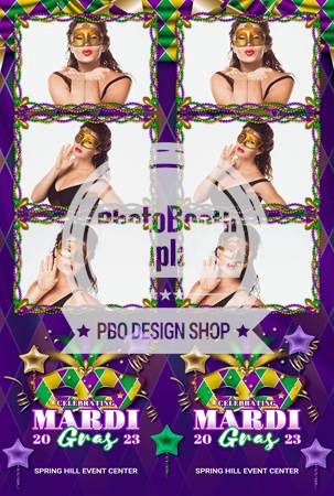 Festive Mardi Gras Celebration 3-up Strips