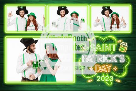 Saint Patrick’s Neon 4-pose Postcard