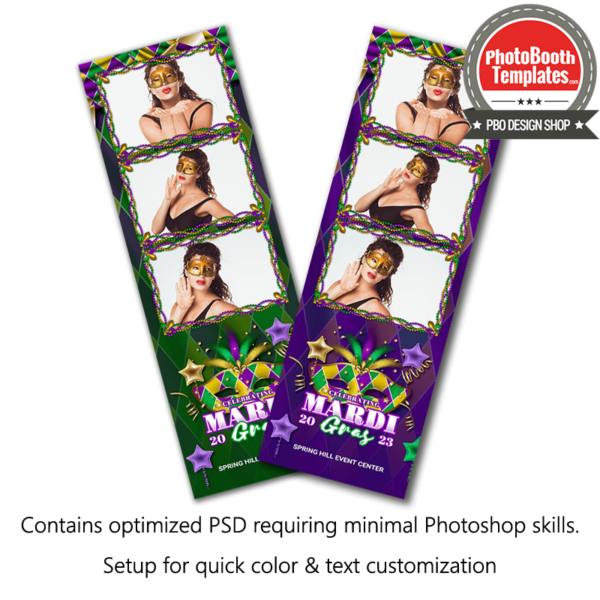 Festive Mardi Gras Celebration 3-up Strips