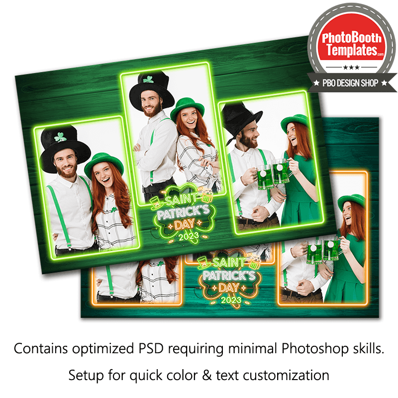 Saint Patrick’s Neon 3-pose Postcard