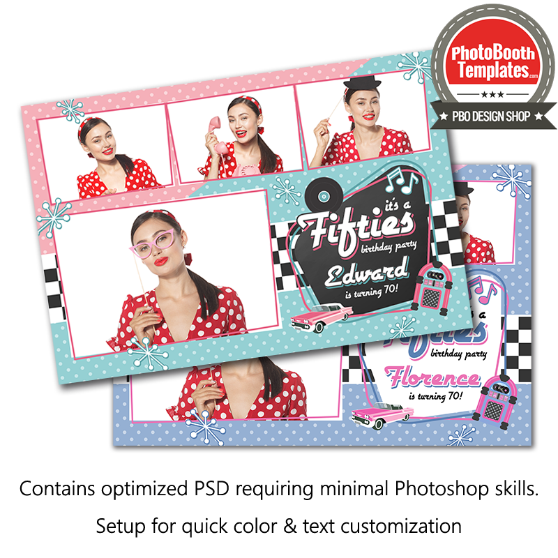 50s Retro Party 4-pose Postcard
