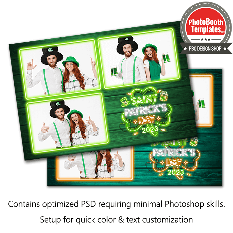 Saint Patrick’s Neon 3-pose Postcard