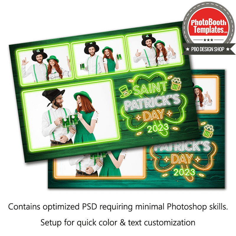 Saint Patrick’s Neon 4-pose Postcard