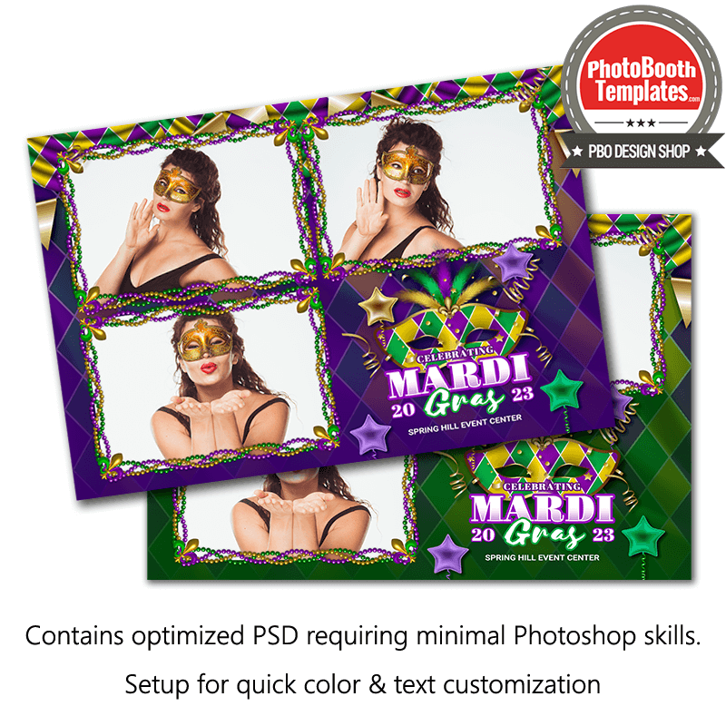 Festive Mardi Gras Celebration 3-pose Postcard