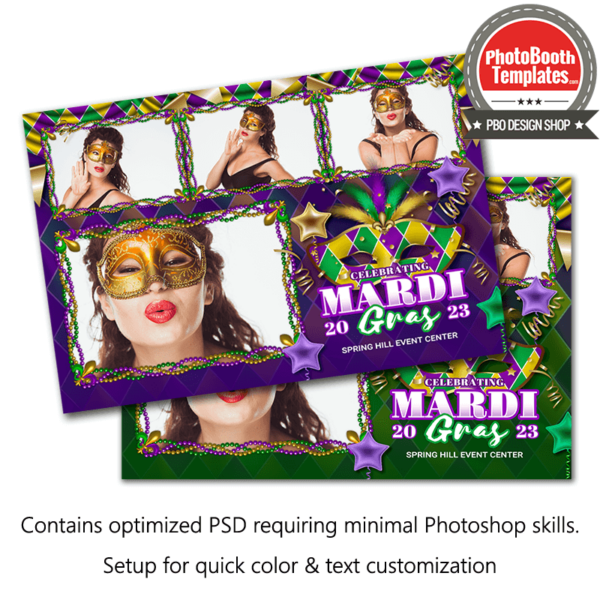 Festive Mardi Gras Celebration 4-pose Postcard