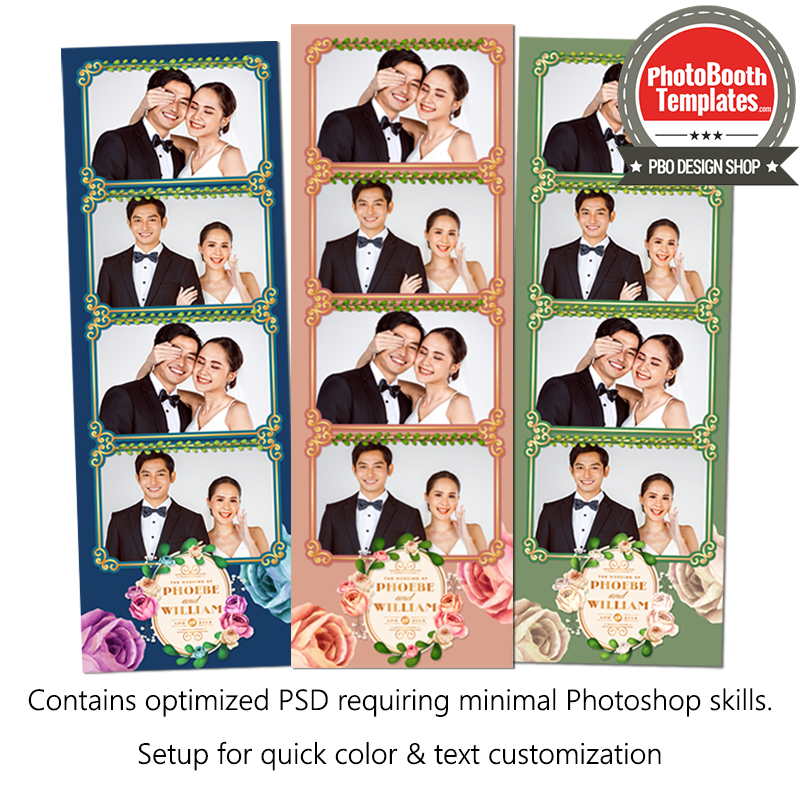 Vintage Floral Garden 4-up Strips