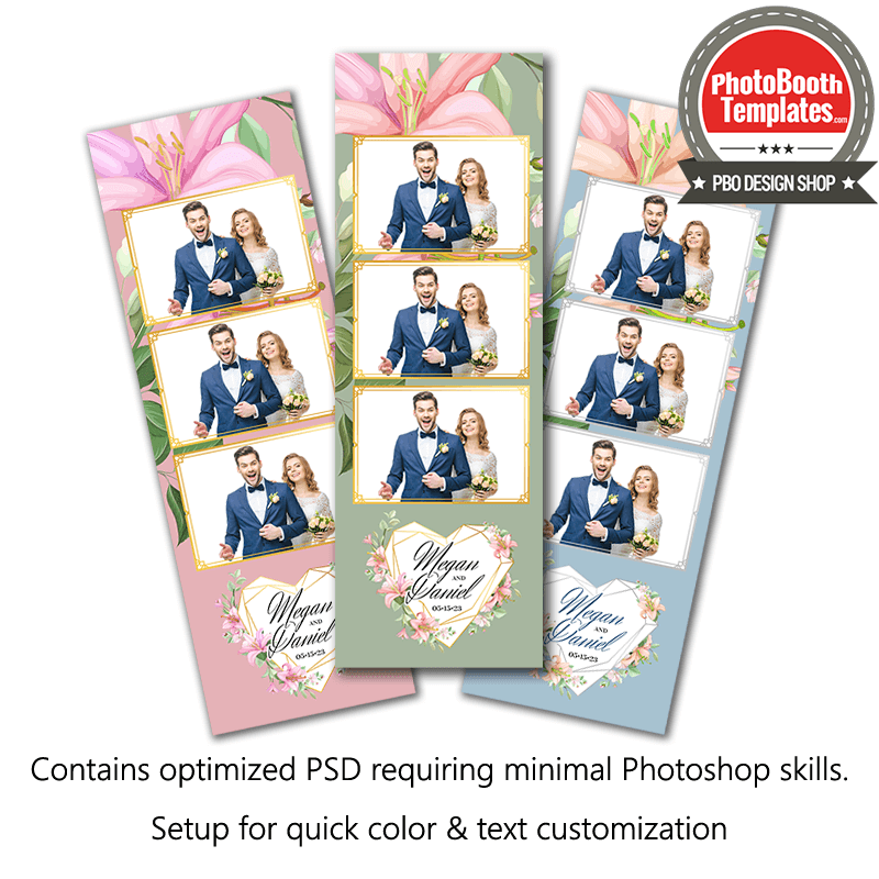 Romantic Floral Heart 3-up Strips