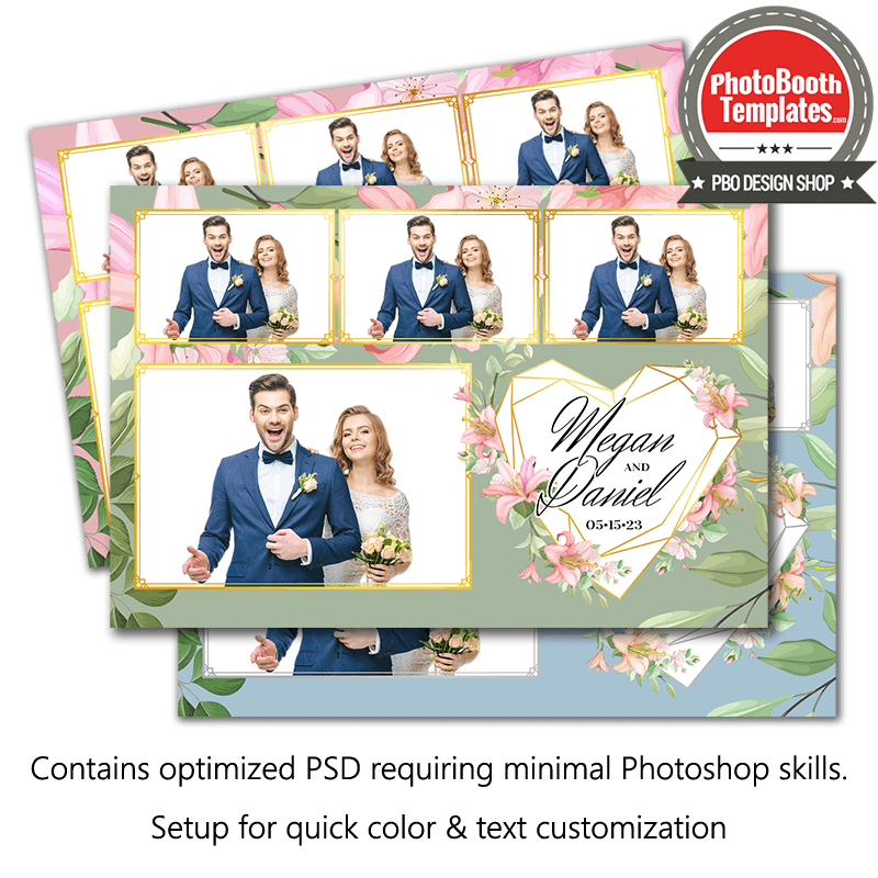 Romantic Floral Heart 4-pose Postcard