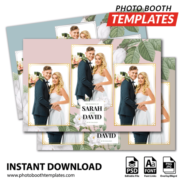 White Rose Wedding 3-pose Postcard
