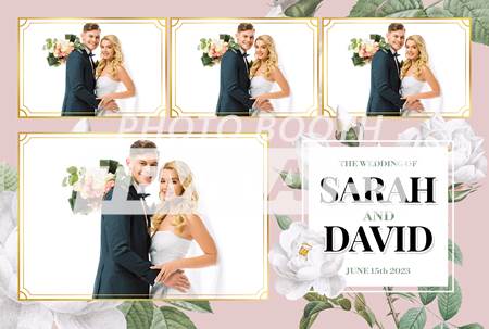White Rose Wedding 4-pose Postcard
