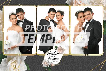 Geometric Floral Wedding 3-pose Postcard