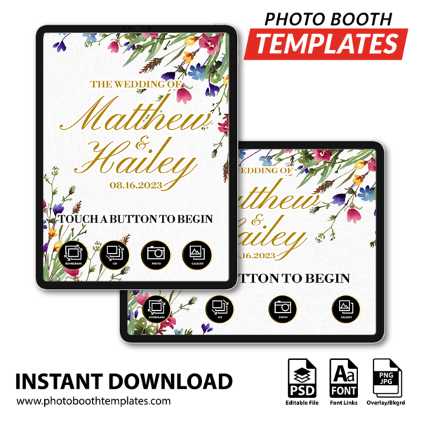 Wildflower Wedding iPad Welcome Screens