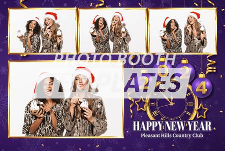 Ornamental New Year 4-pose Postcard