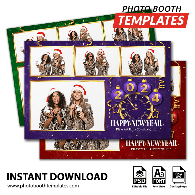 Ornamental New Year 4-pose Postcard