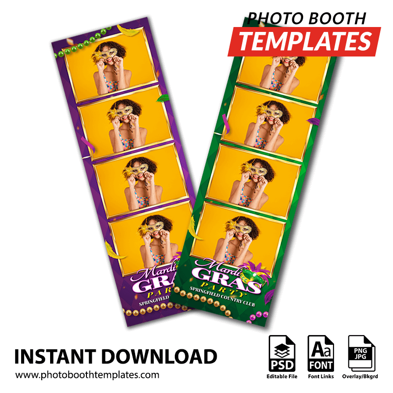 Masked Mardi Gras 4-up Strips