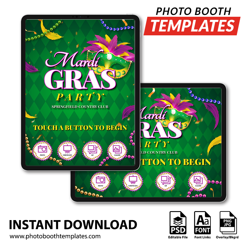 Masked Mardi Gras iPad Welcome Screens