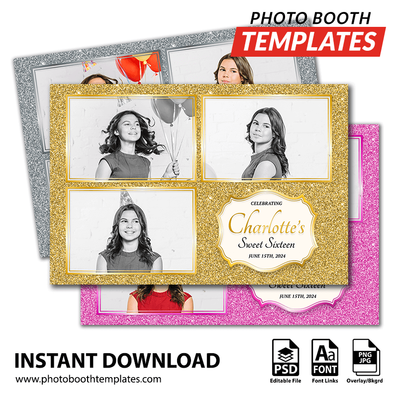 Metallic Glitter 3-pose Postcard