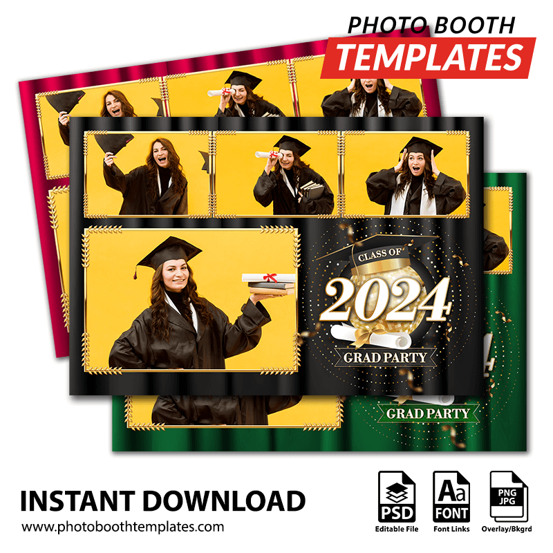 Graduation Ceremony 4-pose Postcard