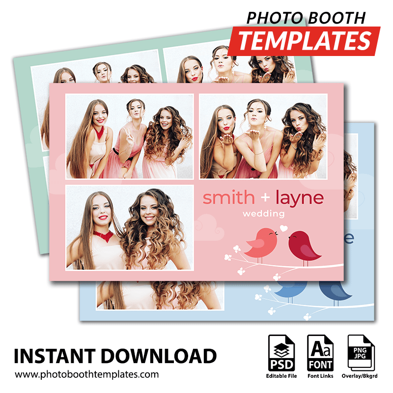 Romantic Love Birds 3-pose Postcard