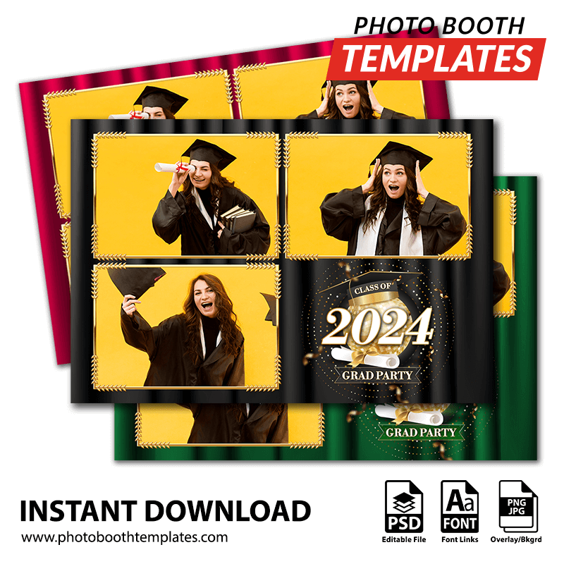 Graduation Ceremony 3-pose Postcard