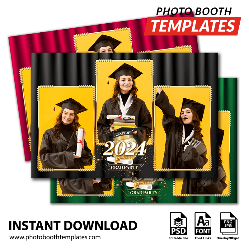 Graduation Ceremony 3-pose Postcard