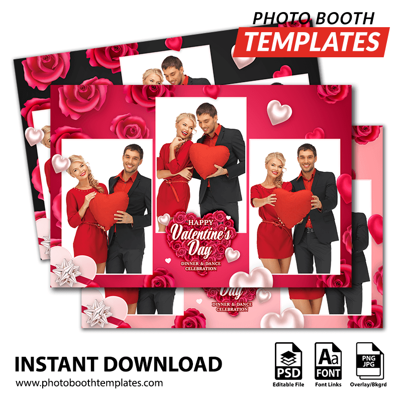 Rosy Valentine 3-pose Postcard